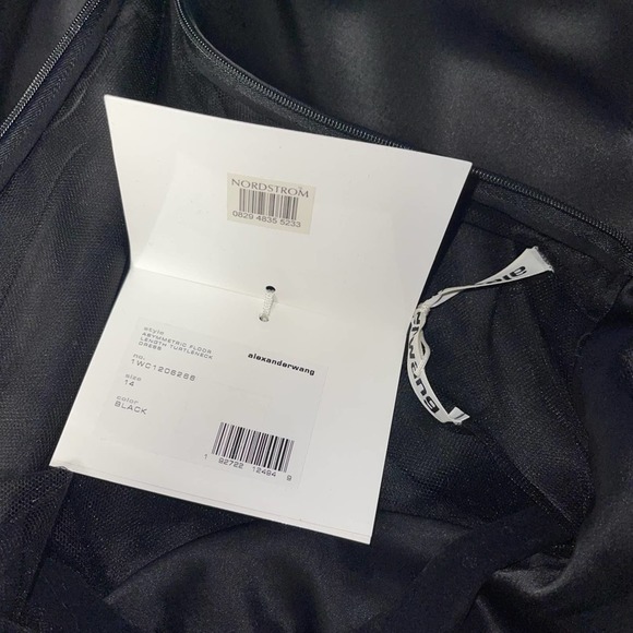 Alexander Wang Asymmetric Gathered Satin Dress in Black - Picture 12 of 13